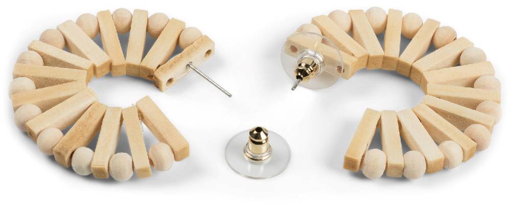 Stylebreaker Holz Creolen Ohrringe Mit Perlen Und Stäbchen