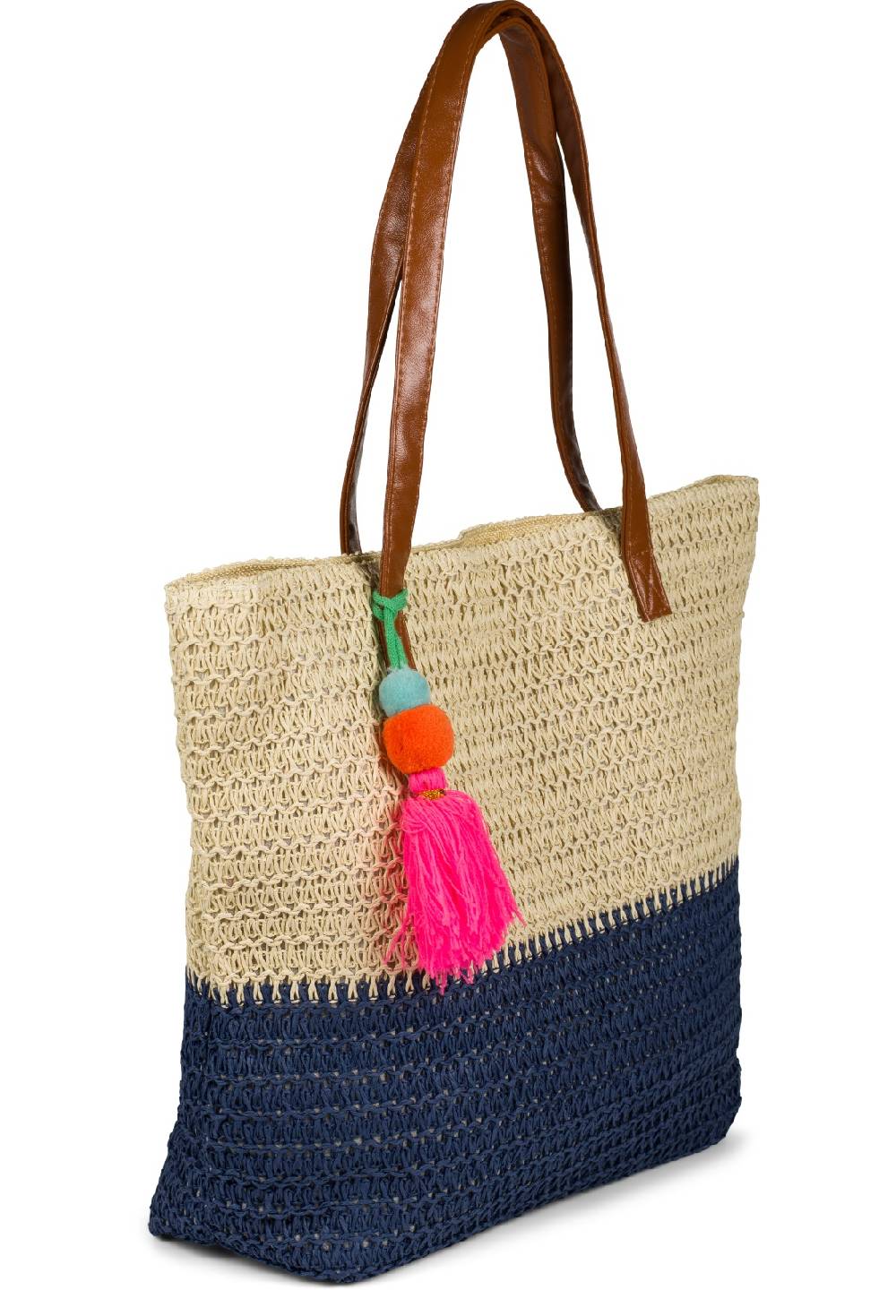 Stylebreaker Korbflecht Henkeltasche - Basttasche 2-Farbig