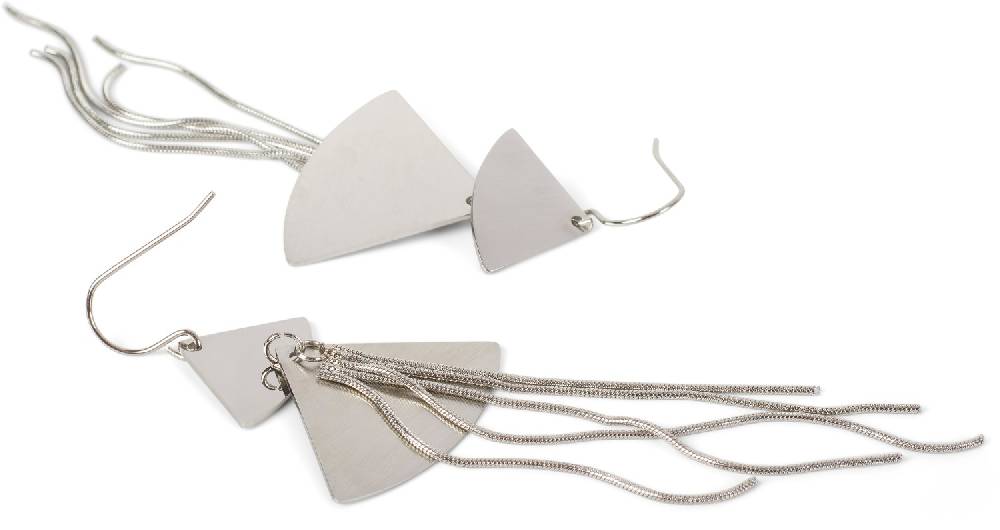 Stylebreaker Lange Edelstahl Ohrringe Mit Ketten Und Dreieck Anhängern