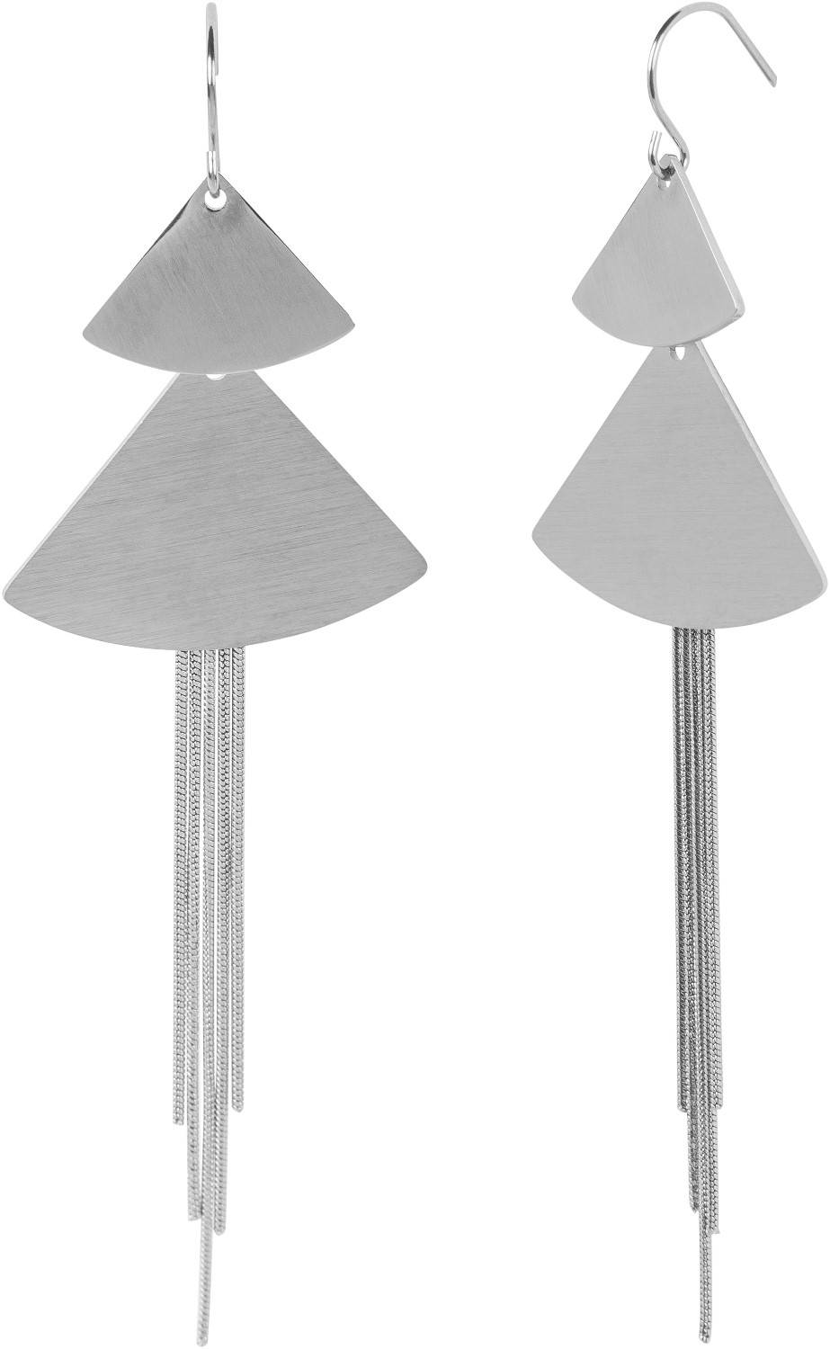 Stylebreaker Lange Edelstahl Ohrringe mit Ketten und Dreieck Anhängern