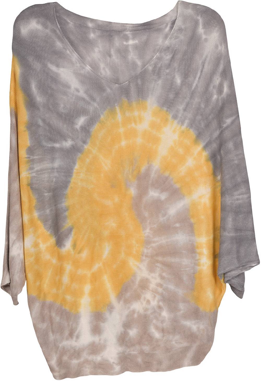 Stylebreaker Leichter Feinstrick Poncho mit Batik Muster