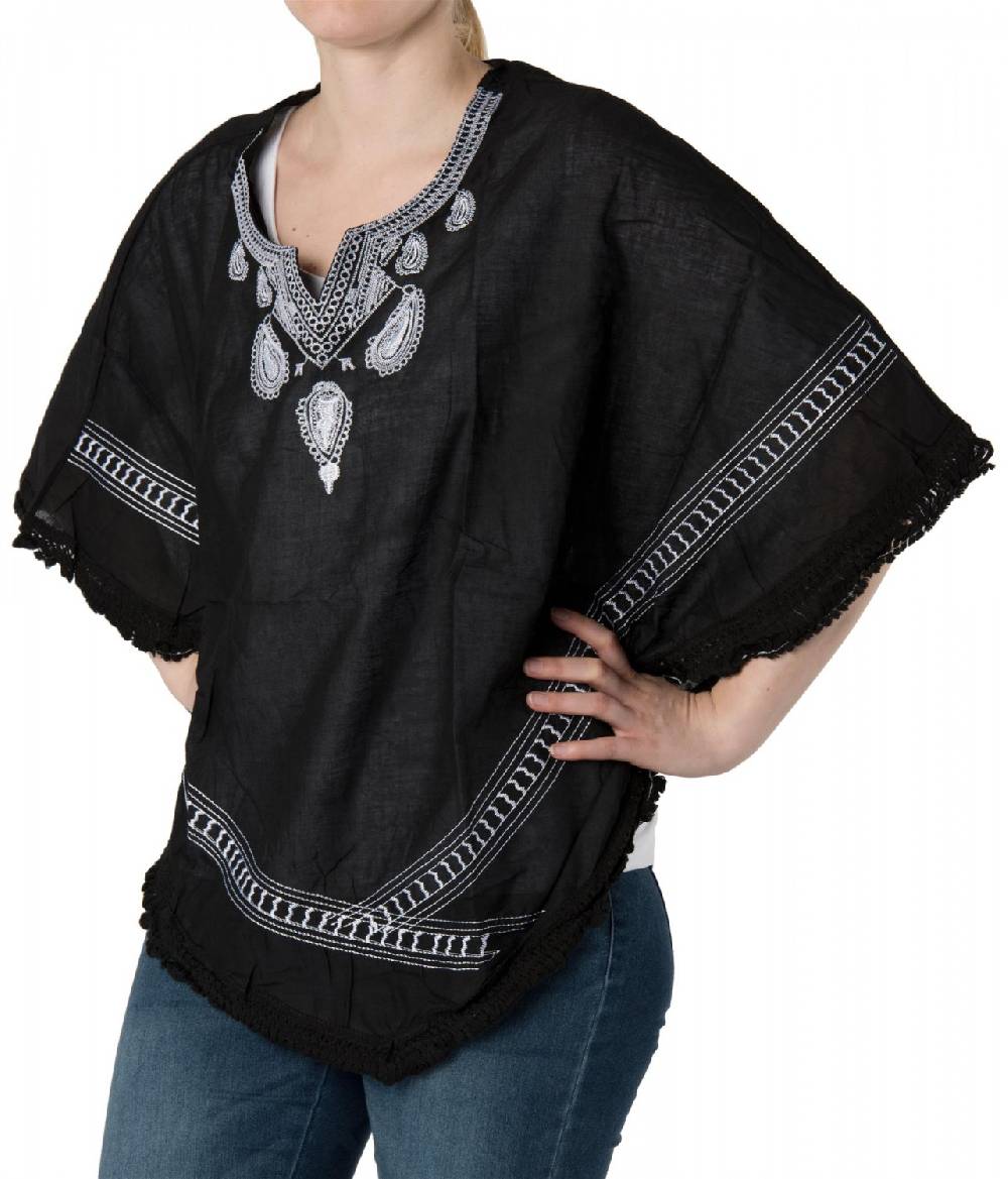Stylebreaker Leichter Poncho mit gesticktem Paisley Muster