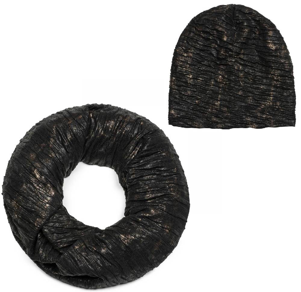 Stylebreaker Loop Und Beanie Set Im Antik Metallic Look Mit Falten