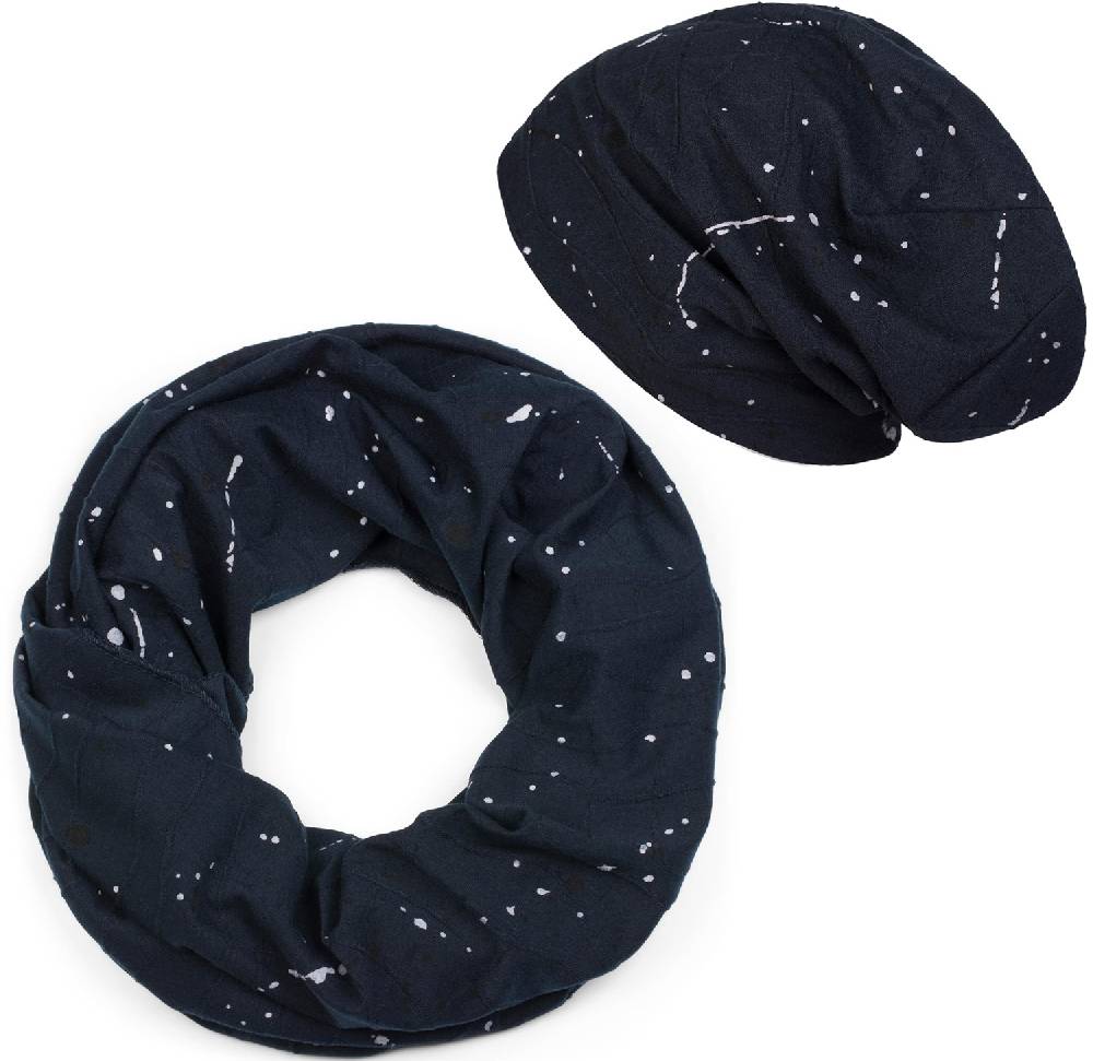 Stylebreaker Loop und Beanie Set mit Falten und All Over Farbkleckse