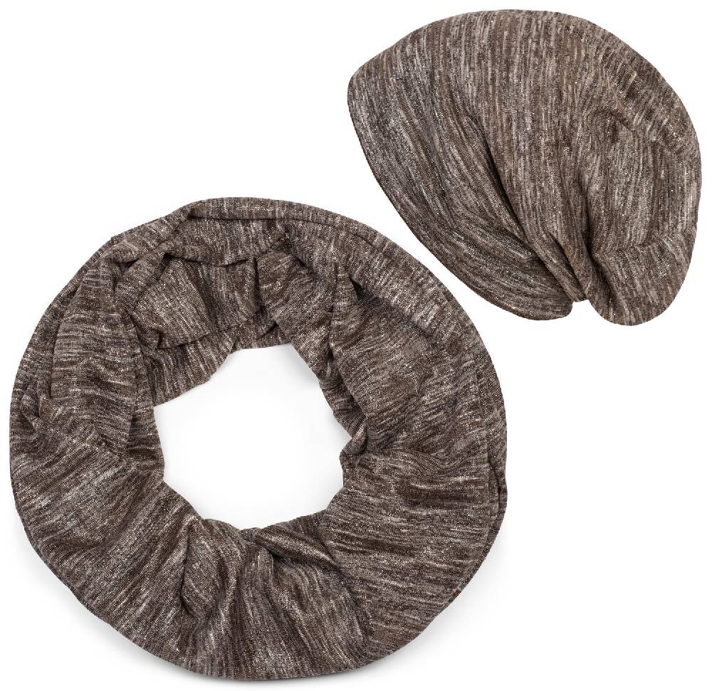 Stylebreaker Loop und Beanie Set mit Glitzerfaden und kleinen Pailletten