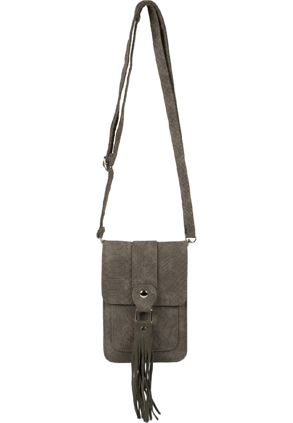 Stylebreaker Mini Umhängetasche Schlangenleder Optik Fransen