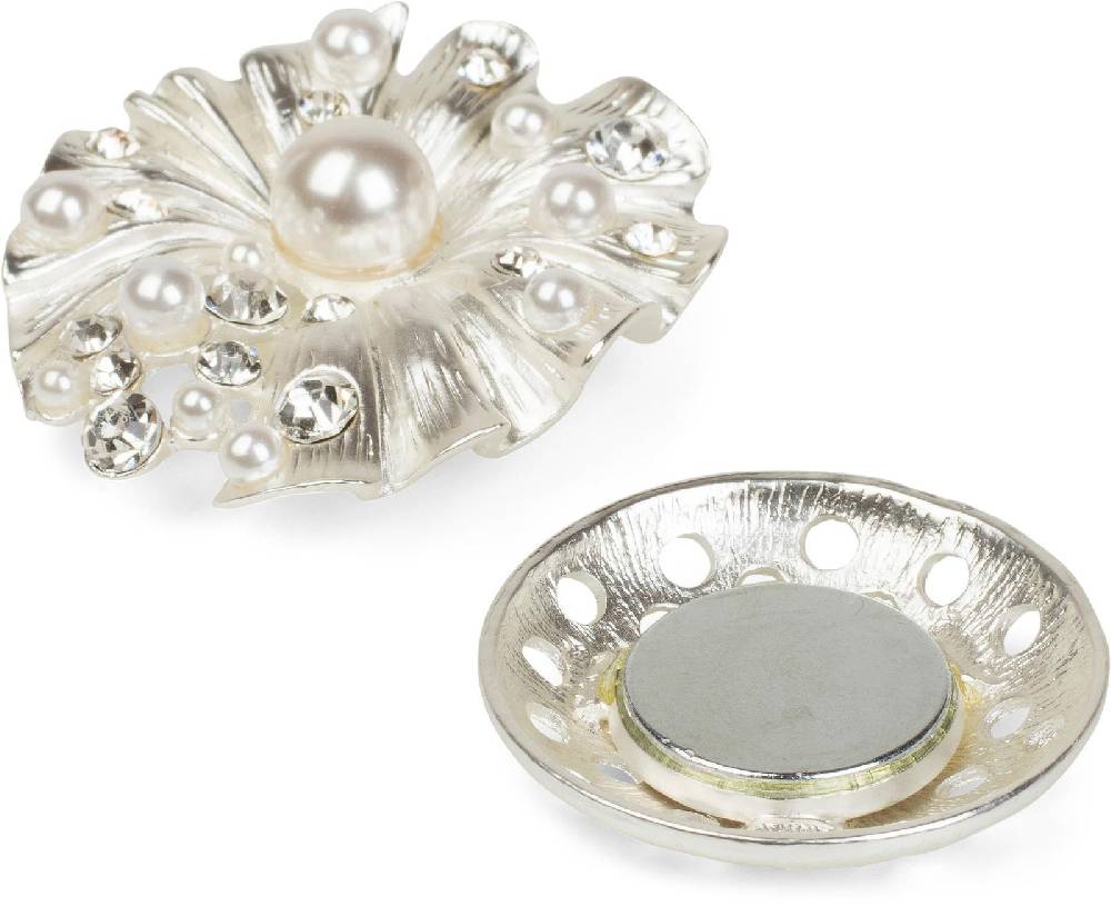 Stylebreaker Muschel Magnet Brosche Mit Strass & Perle