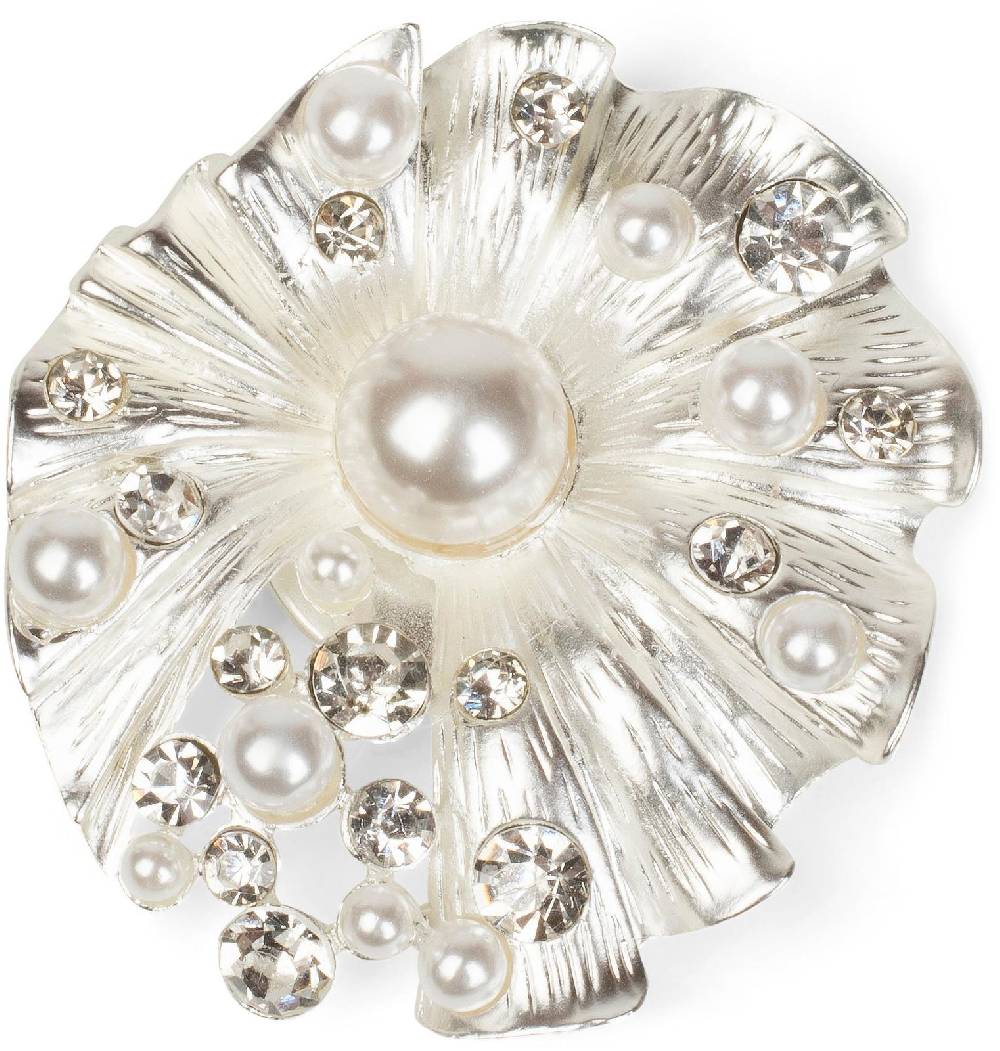 Stylebreaker Muschel Magnet Brosche mit Strass & Perle