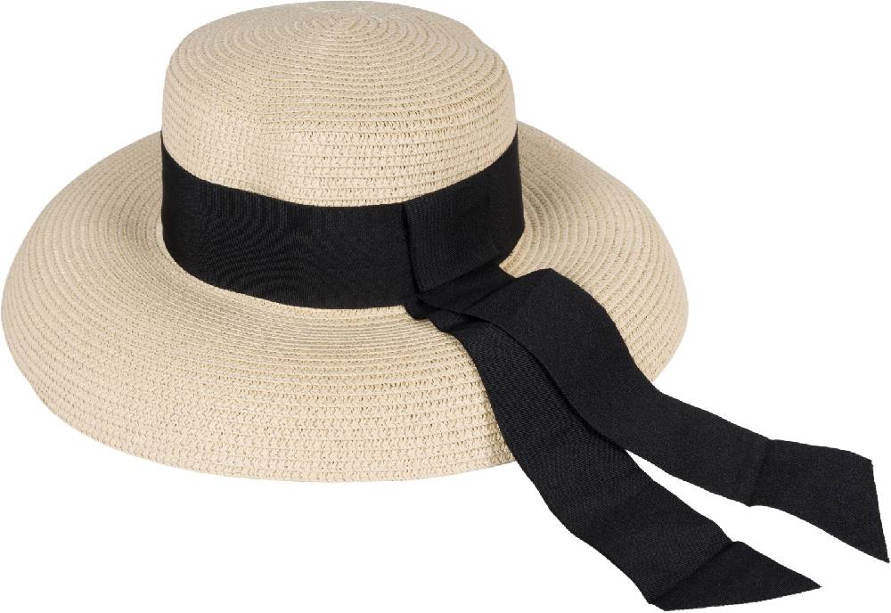 Stylebreaker Papier Strohhut Mit Schwarzem Zierband