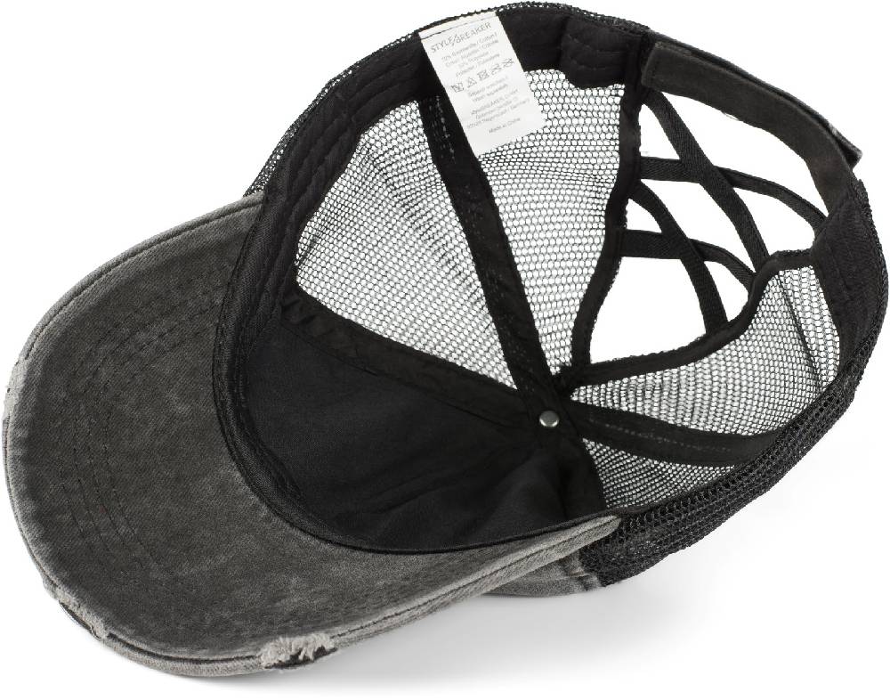 Stylebreaker Ponytail Baseball Cap Used Look Mit Mesh Einsatz