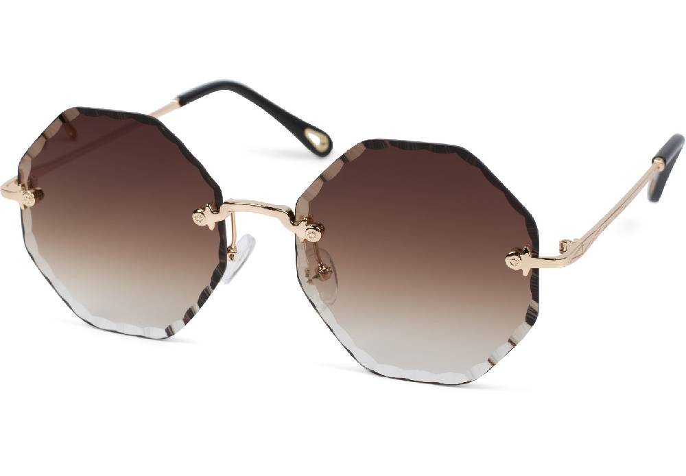 Stylebreaker Rahmenlose Runde Sonnenbrille mit Diamant Schliff