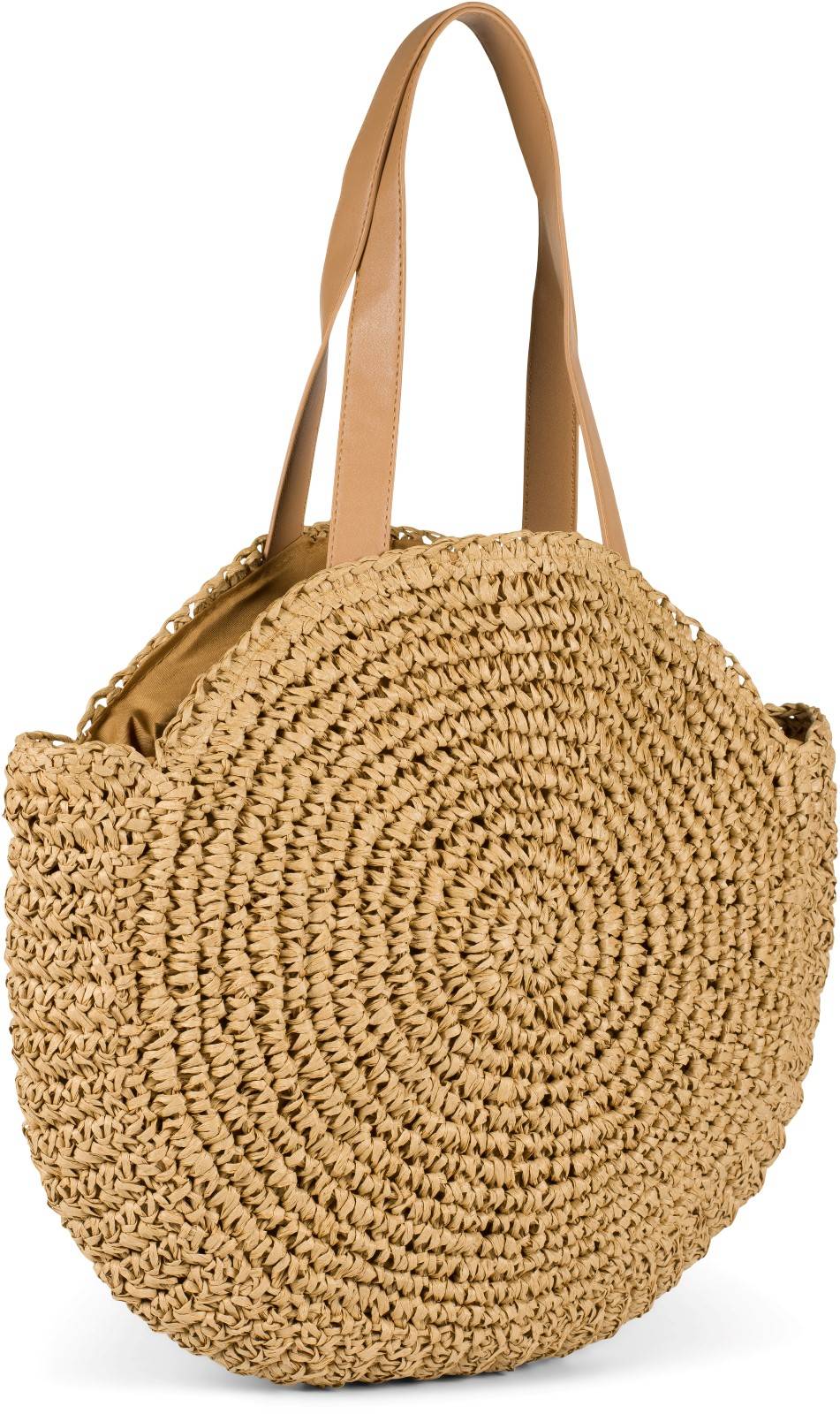 Stylebreaker Runde Flecht Schultertasche - Basttasche