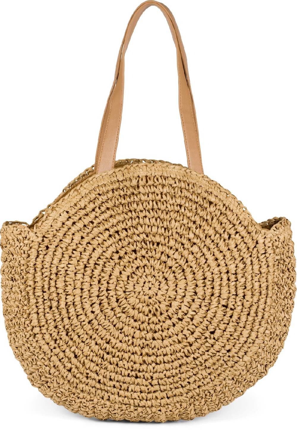 Stylebreaker Runde Flecht Schultertasche - Basttasche