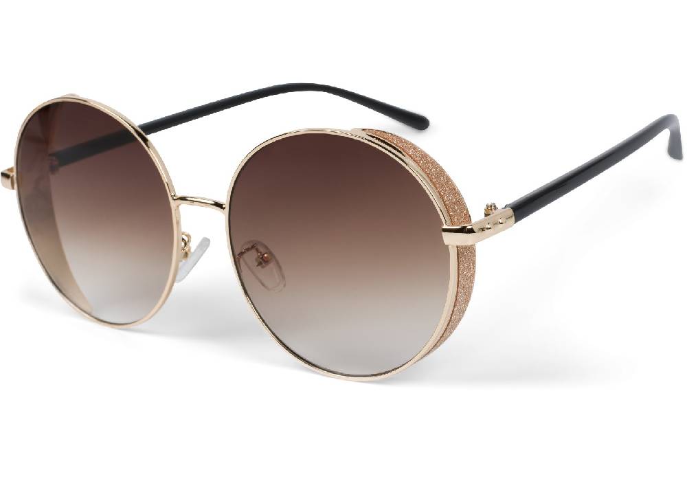 Stylebreaker Runde Sonnenbrille mit Glitzer Side Shield