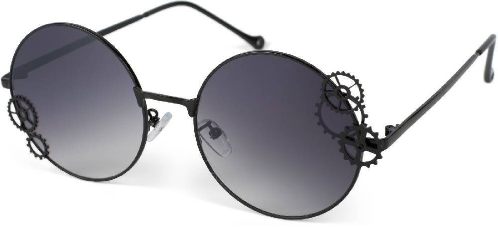 Stylebreaker Runde Sonnenbrille mit Zahnrad Applikation