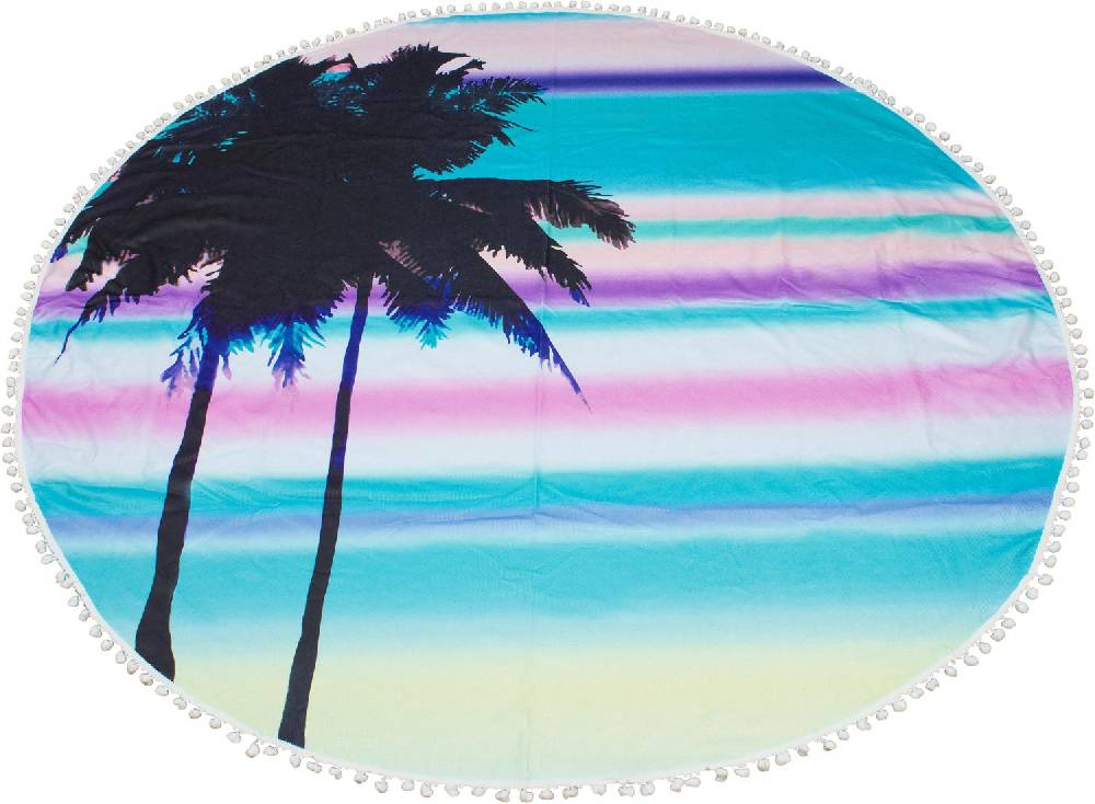 Stylebreaker Rundes Strandtuch Mit Palmen Und Sonnenuntergang