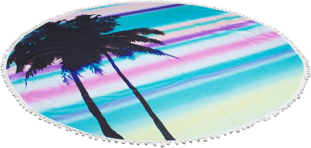 Stylebreaker Rundes Strandtuch Mit Palmen Und Sonnenuntergang