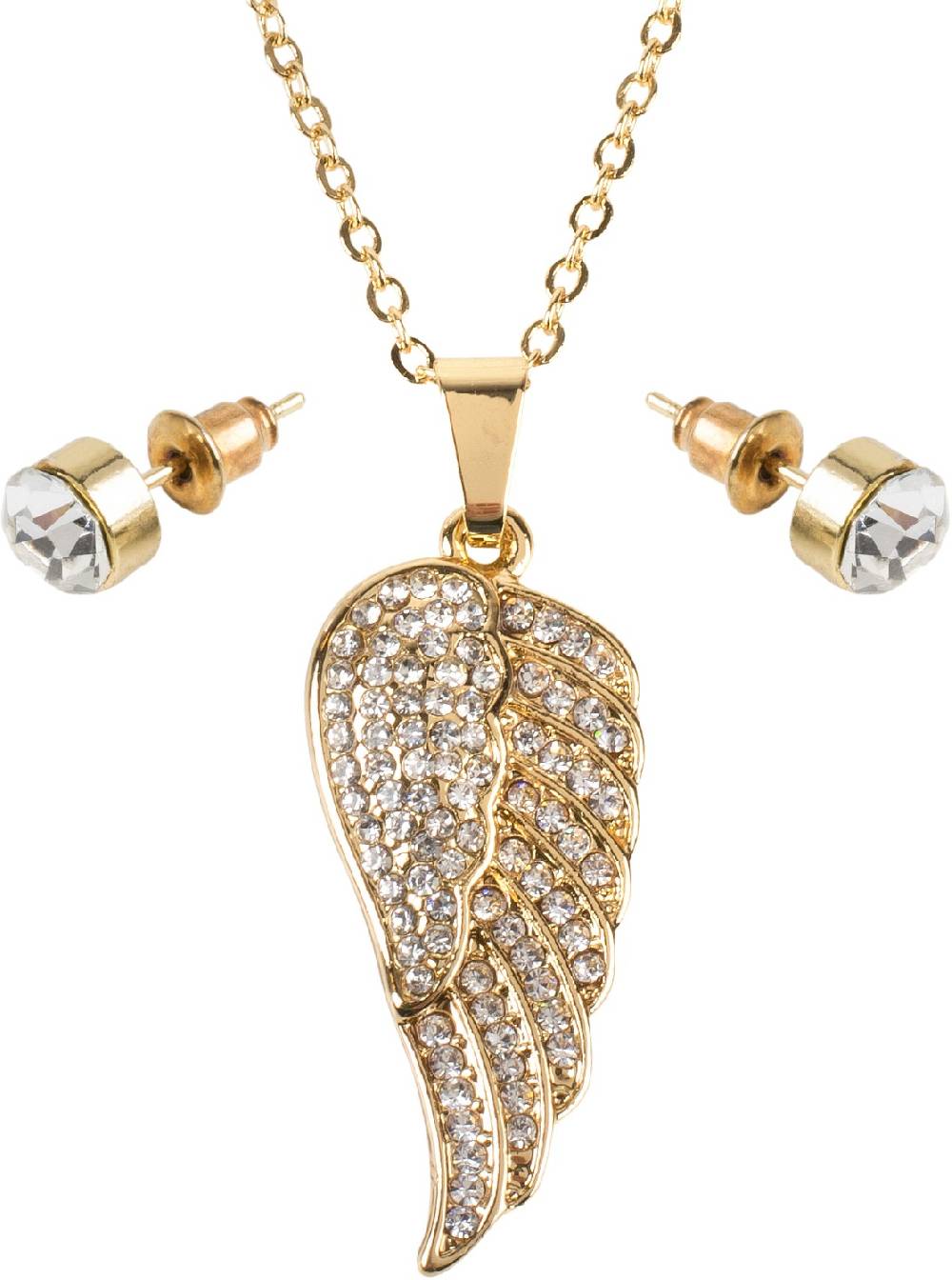 Stylebreaker Schmuck Set Halskette mit Flügel und Ohrringe