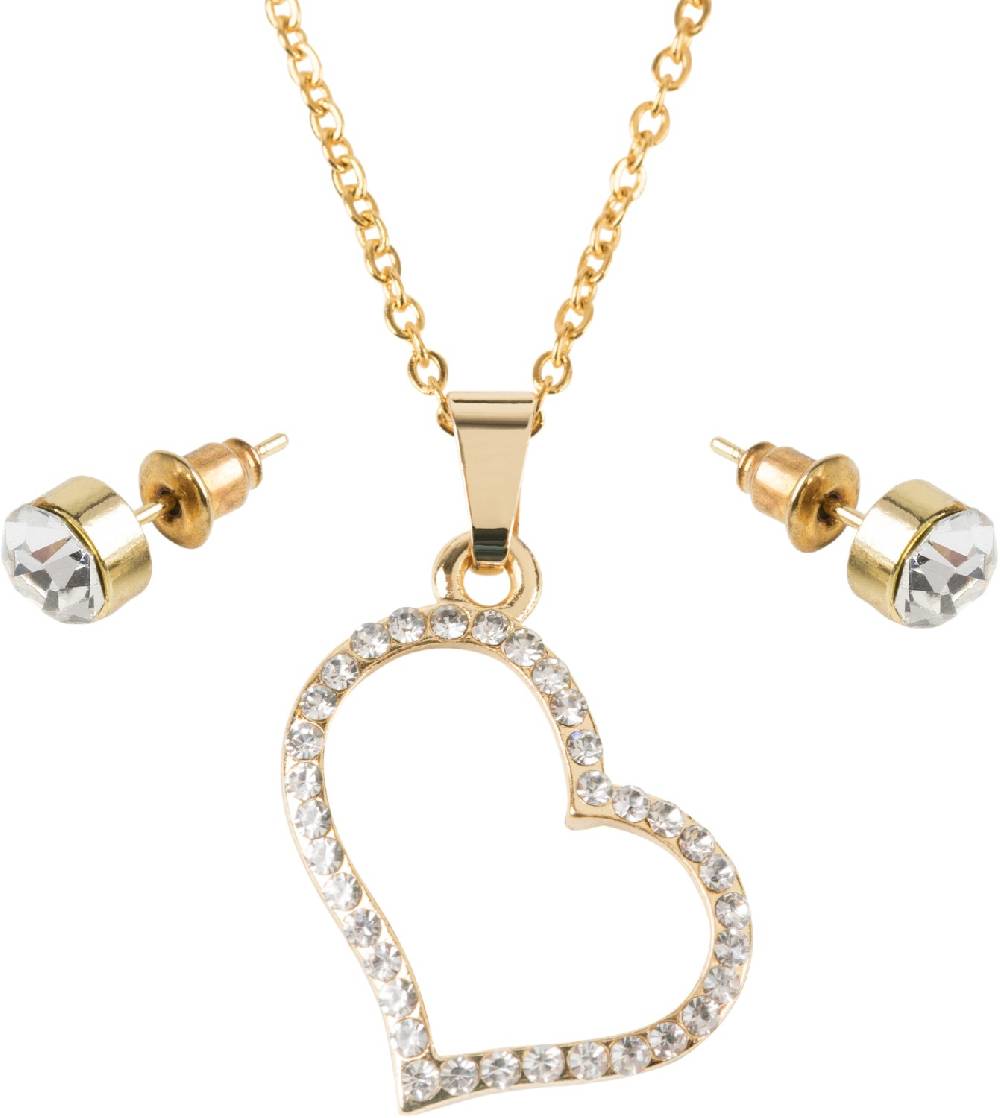 Stylebreaker Schmuck Set Halskette und Ohrringe mit Herz