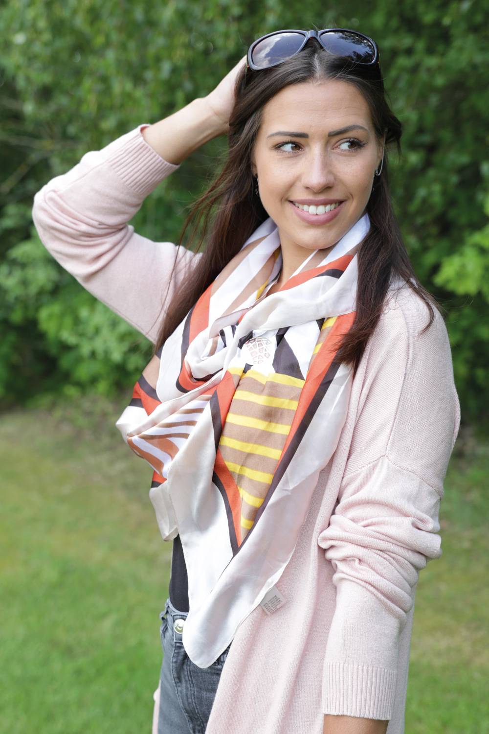 Stylebreaker Seidiger Schal Mit Gestreiften Geometrischen Flächen