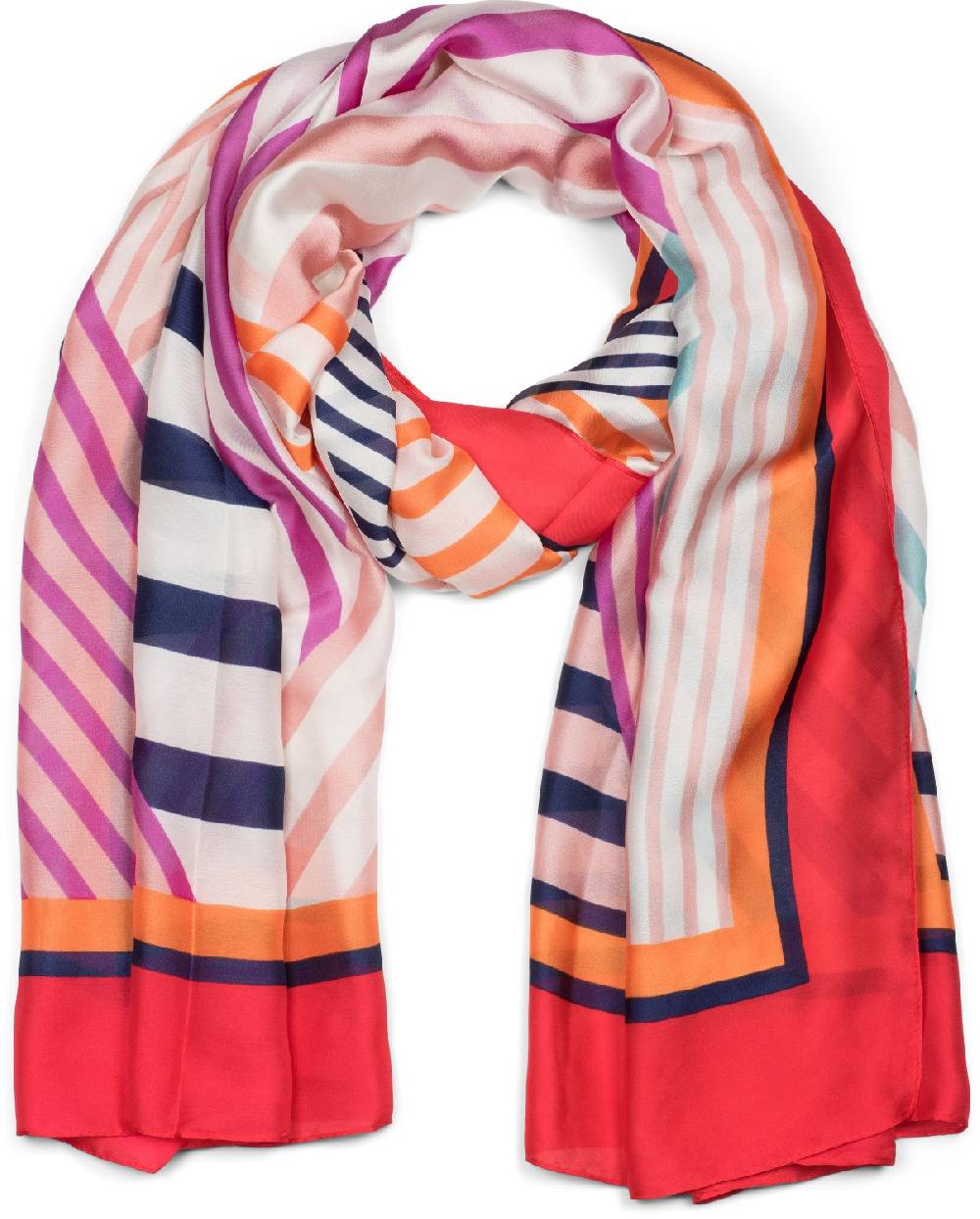 Stylebreaker Seidiger Schal mit gestreiften geometrischen Flächen