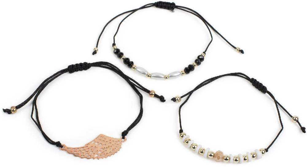 Stylebreaker Slider Armband 3er Set Mit Flügel Und Perlen