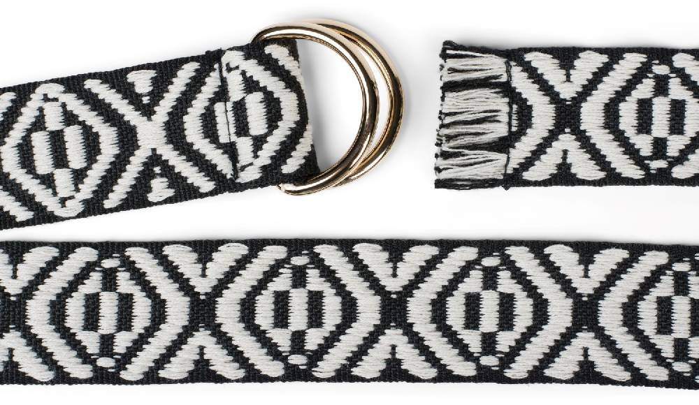 Stylebreaker Stoff Gürtel Mit Azteken Muster Und D-Ring Schnalle