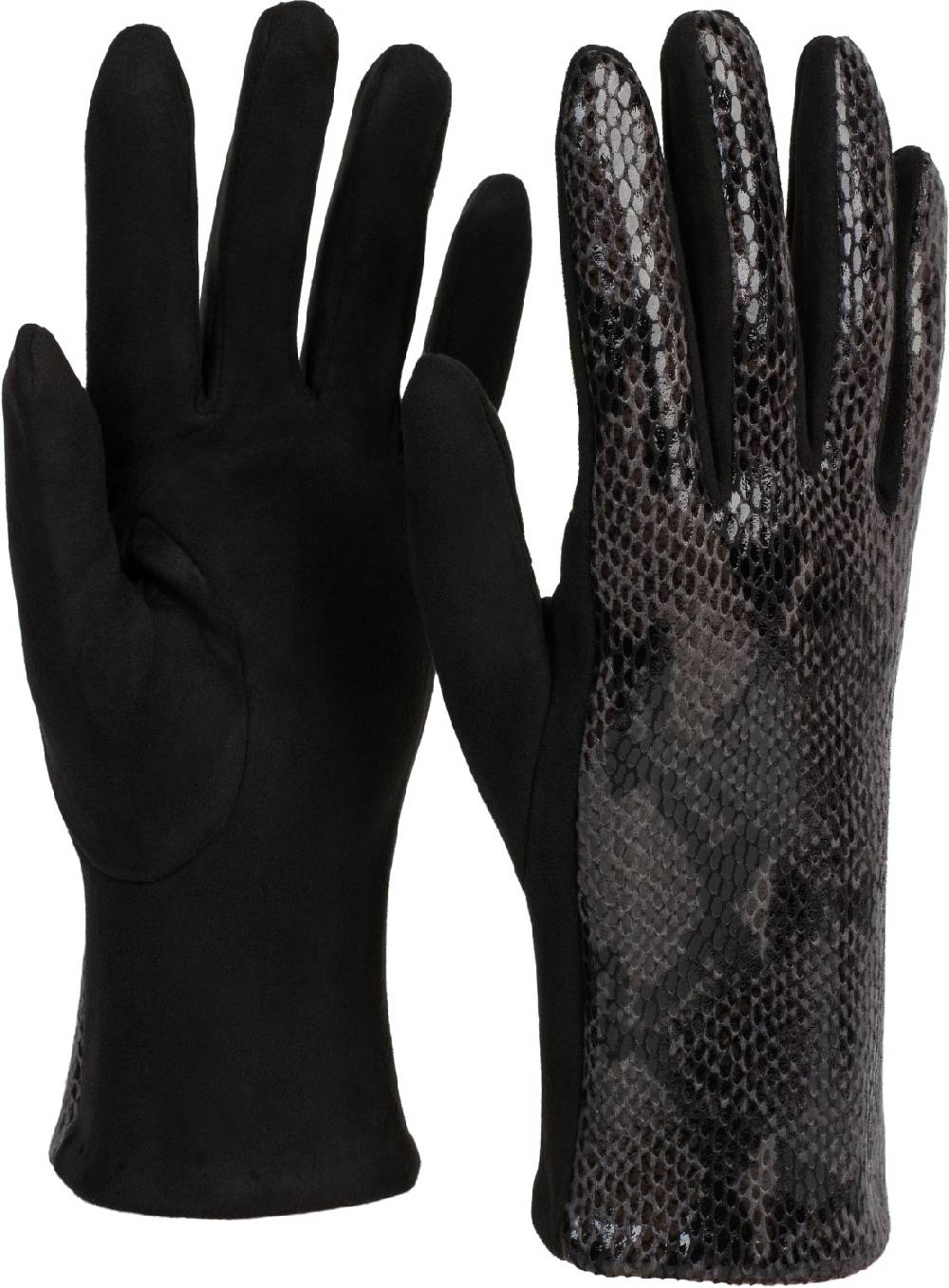 Stylebreaker Stoff Handschuhe in Schlangenleder Optik