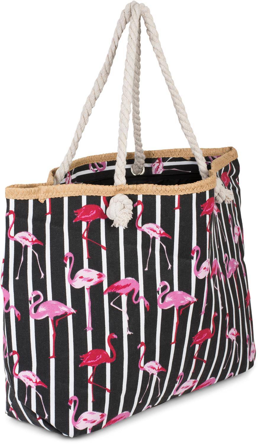 Stylebreaker Strandtasche Mit Streifen Und Flamingos