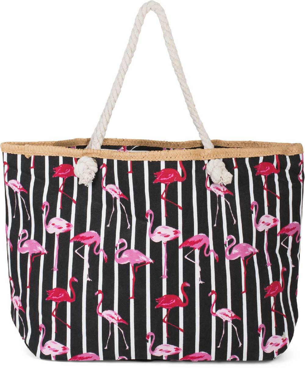 Stylebreaker Strandtasche mit Streifen und Flamingos