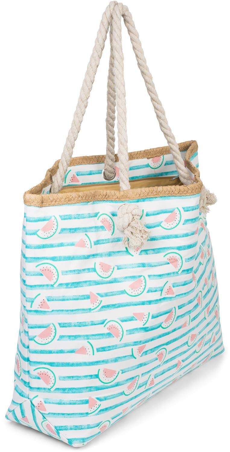 Stylebreaker Strandtasche Mit Streifen Und Melone Print