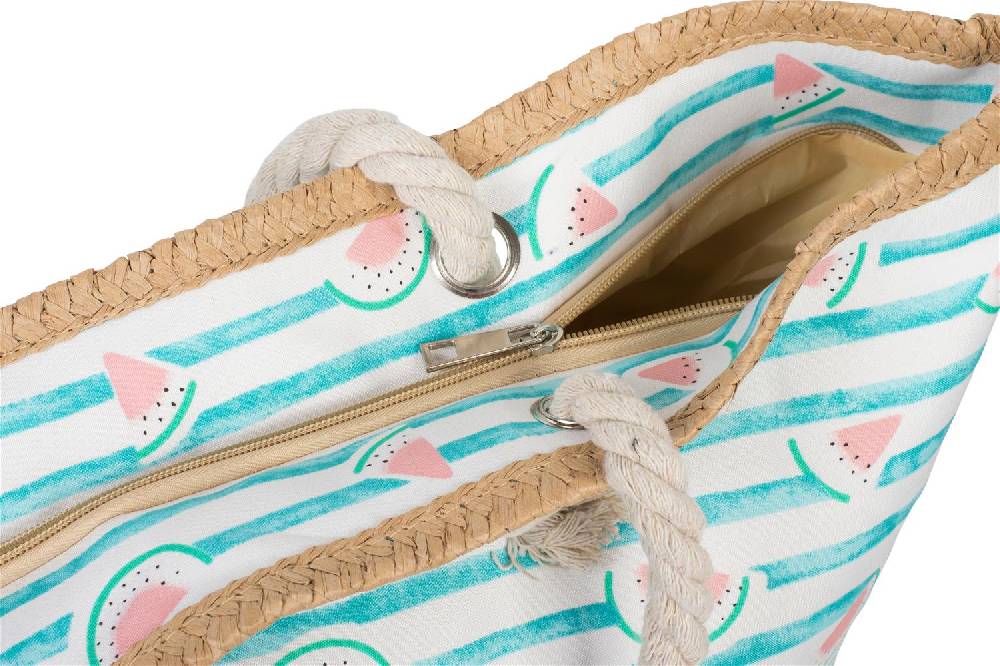 Stylebreaker Strandtasche Mit Streifen Und Melone Print