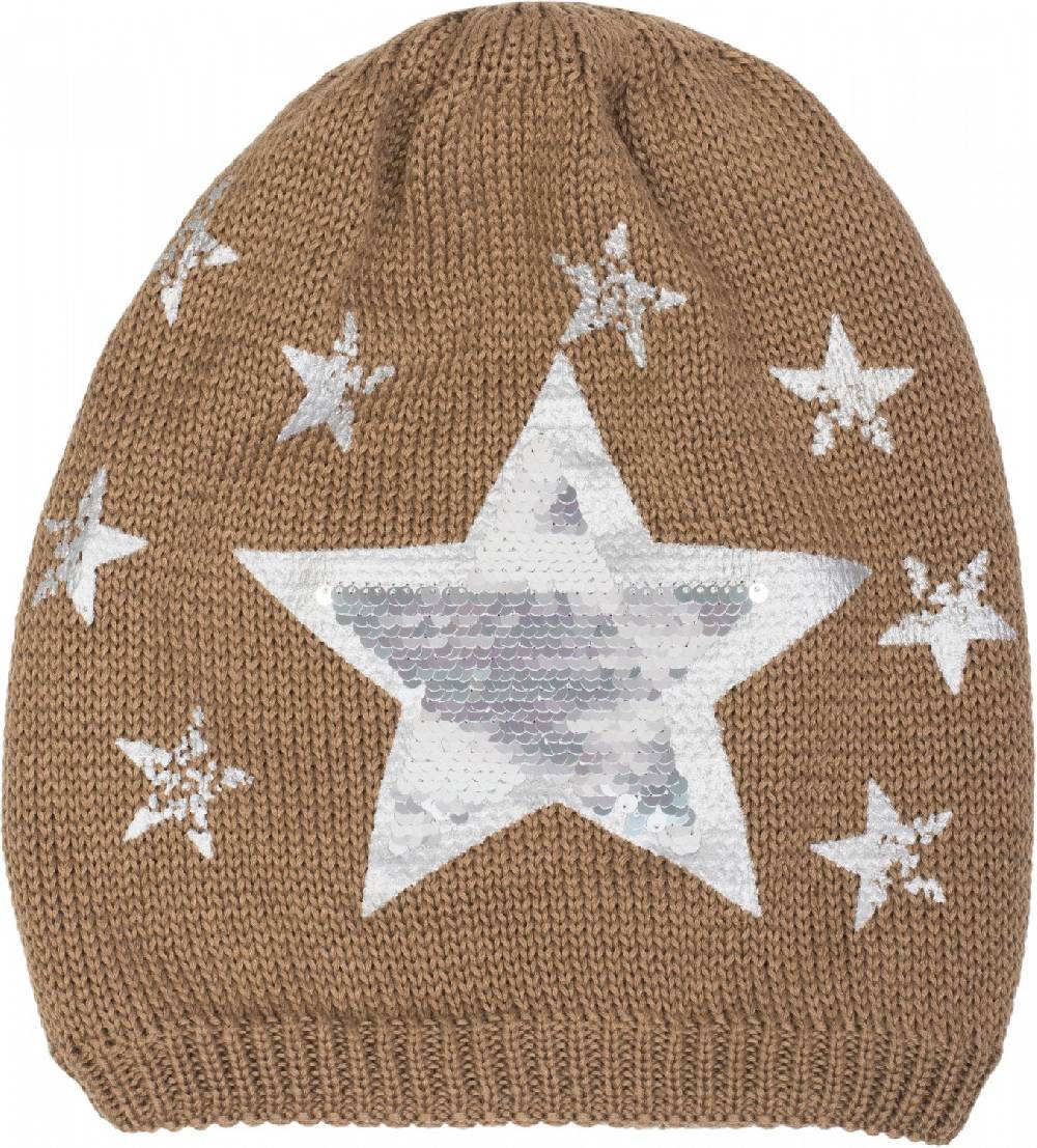 Stylebreaker Strick Beanie Mit Pailletten Stern Print