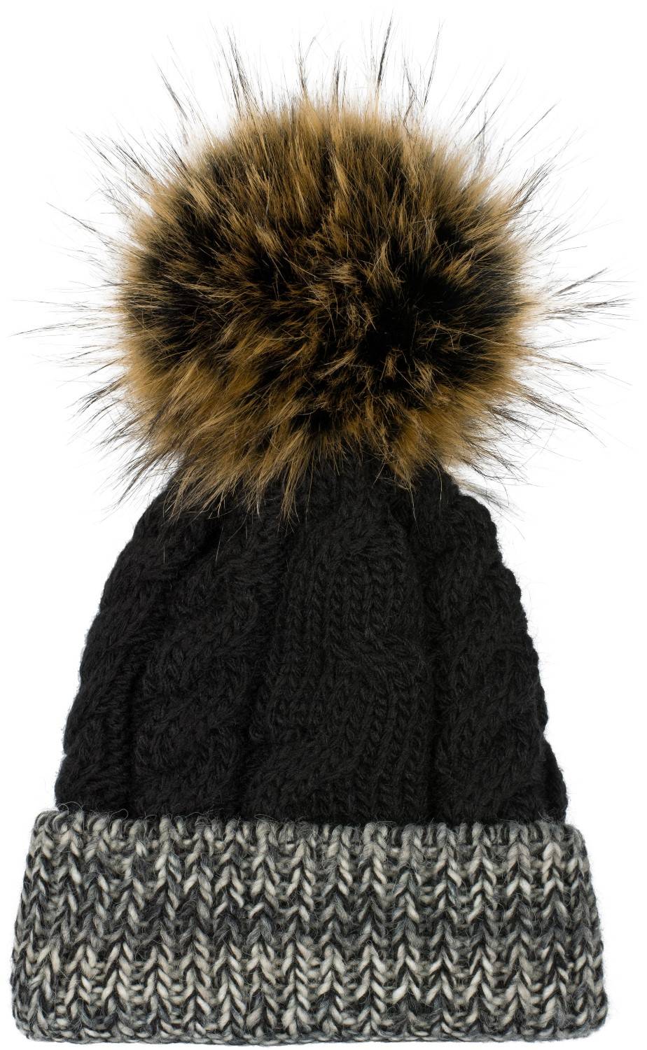 Stylebreaker Strick Bommelmütze mit bunt gemusterte Krempe