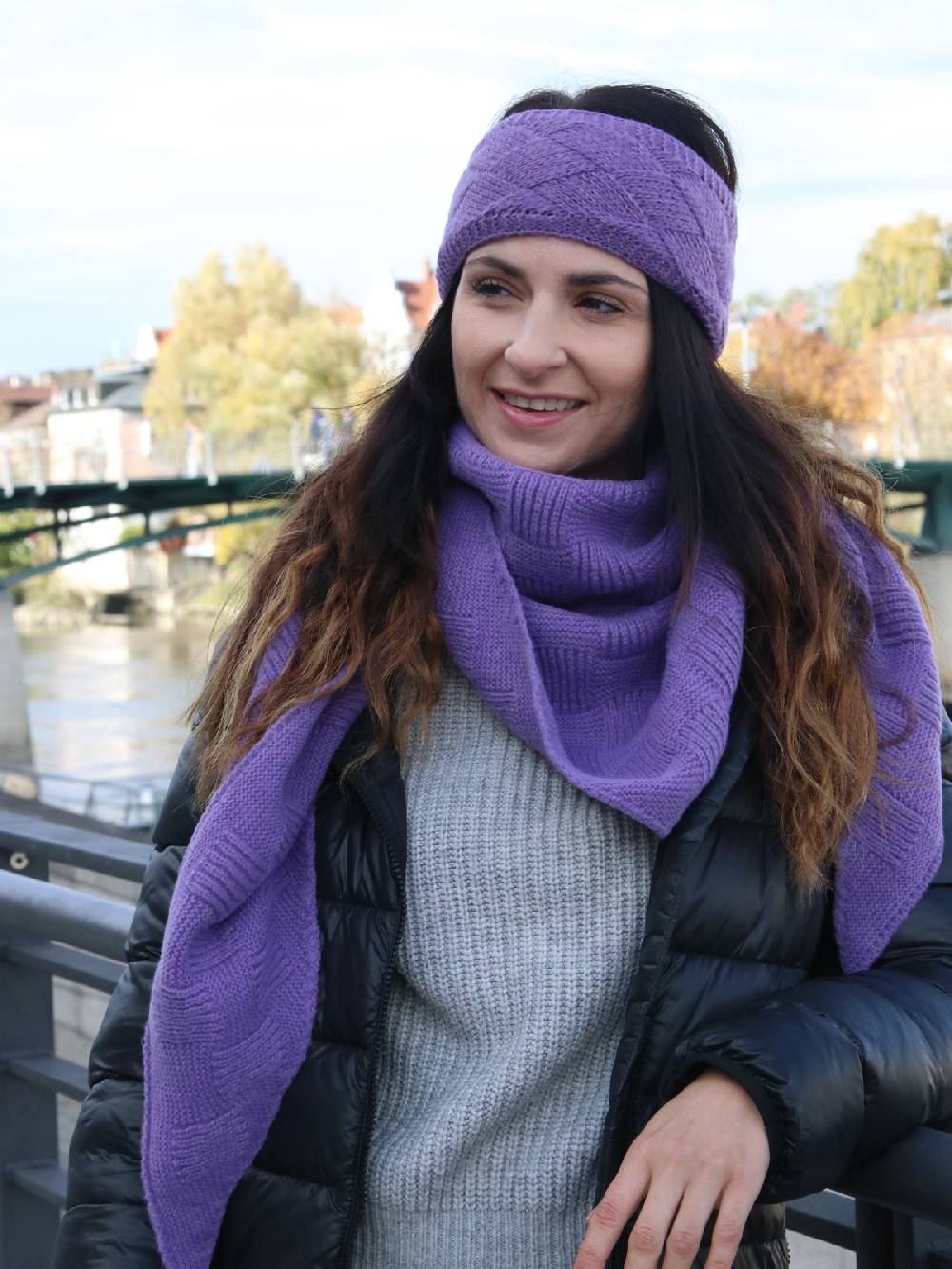 Stylebreaker Strick Dreiecktuch Schachbrett Strickmuster