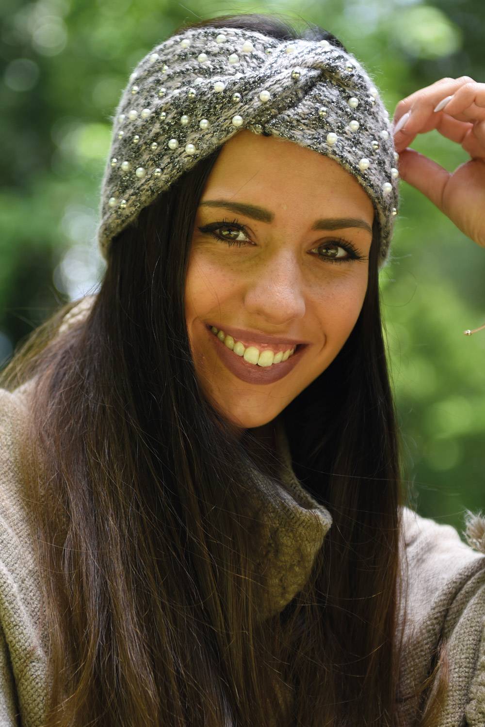 Stylebreaker Strick Stirnband Perlen Metallic Faden Und Knoten Detail