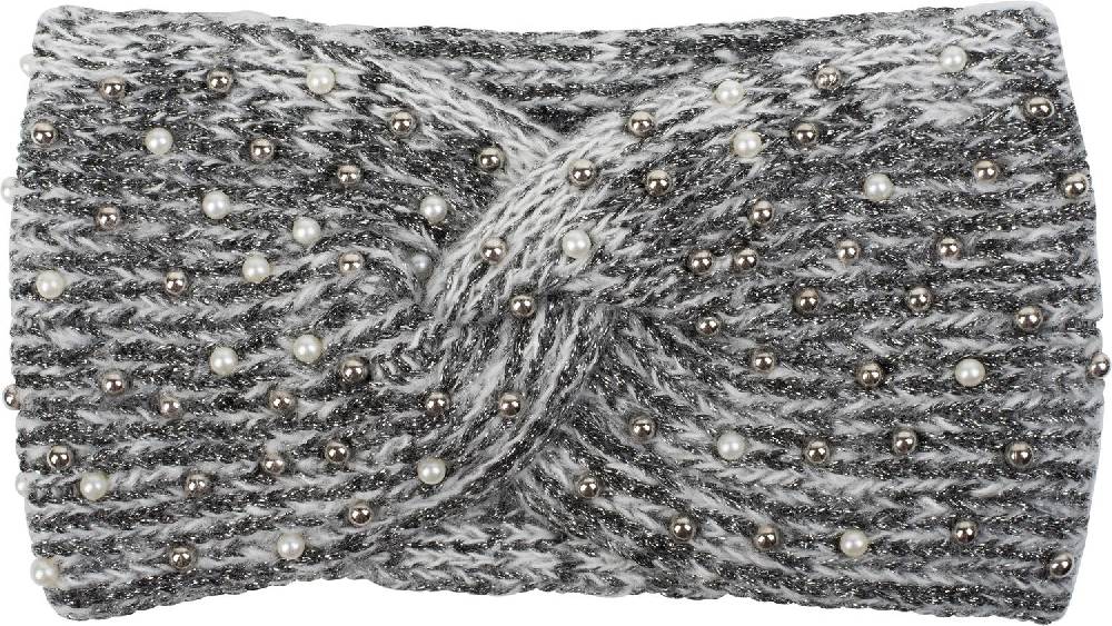 Stylebreaker Strick Stirnband Perlen Metallic Faden und Knoten Detail