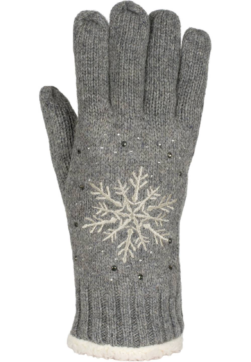 Stylebreaker Strickhandschuhe Mit Schneeflocke, Strass Und Fleece