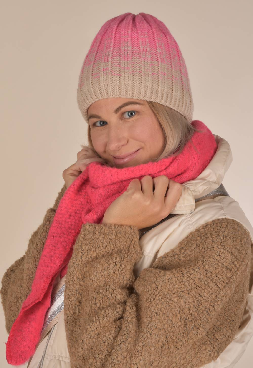 Stylebreaker Strickmütze Farbverlauf Mit Thermo-Fleece