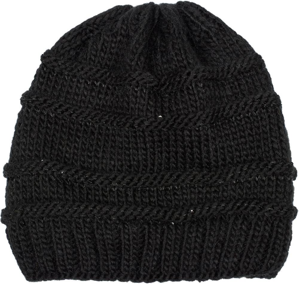 Stylebreaker Strickmütze mit Pailletten für Pferdeschwanz