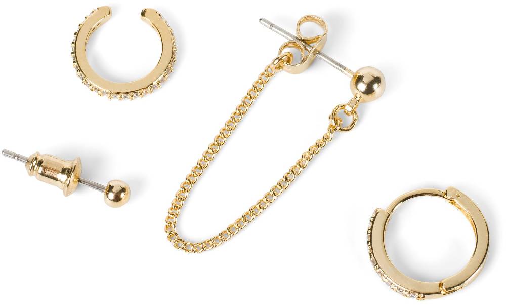 Stylebreaker 4-Teiliges Ohrring Set Mit Strass