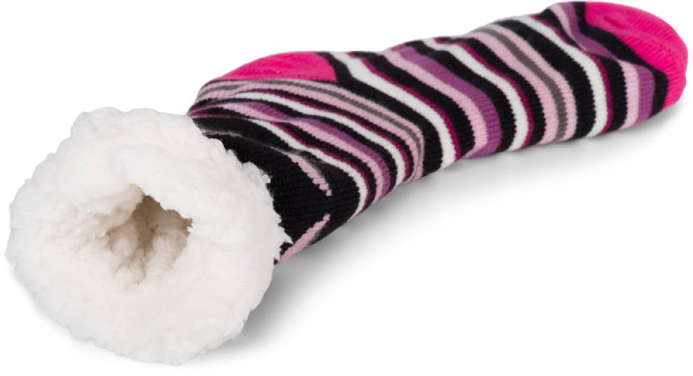 Stylebreaker ABS Kuschelsocken Streifen Flamingo