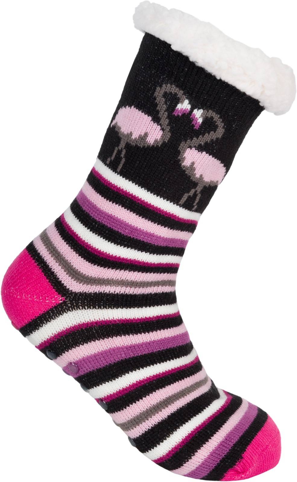 Stylebreaker ABS Kuschelsocken Streifen Flamingo