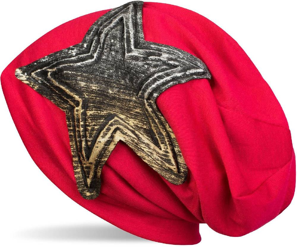 Stylebreaker Beanie mit Metallic Stern Applikation