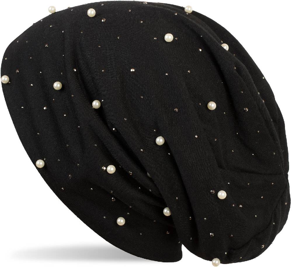 Stylebreaker Beanie mit Perlen und Strass Nieten