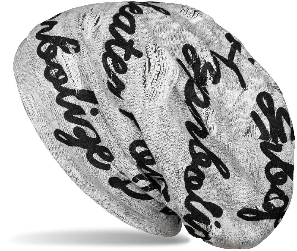 Stylebreaker Beanie mit Sprüche Print und Rissen