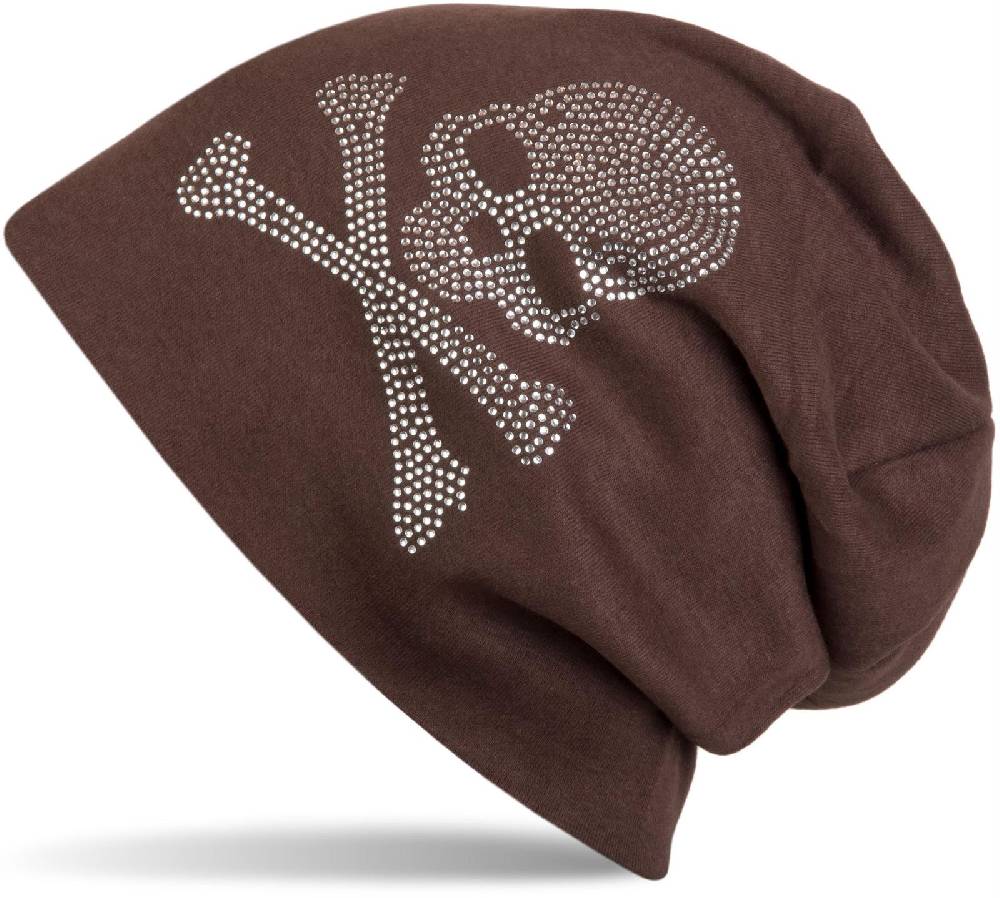 Stylebreaker Beanie mit Strass Totenkopf