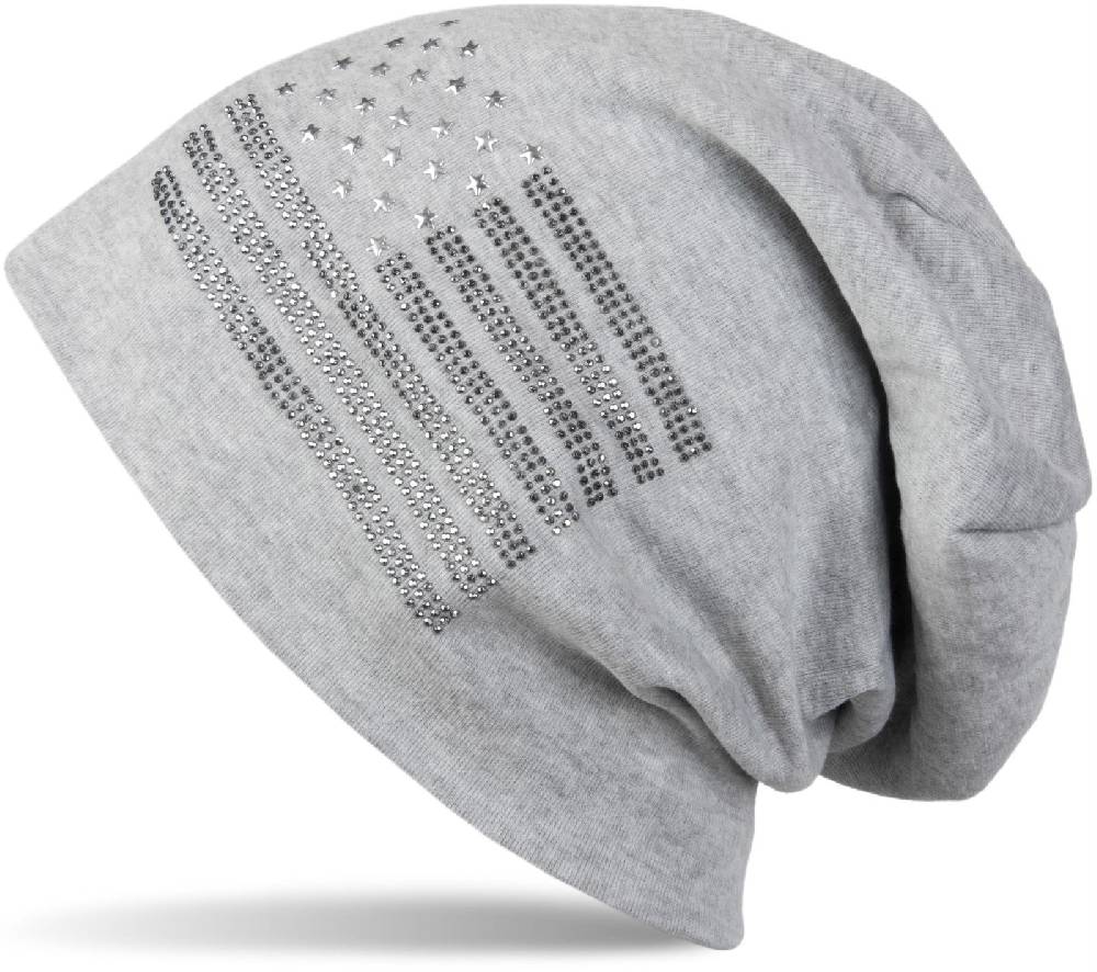 Stylebreaker Beanie mit USA Flagge aus Strass