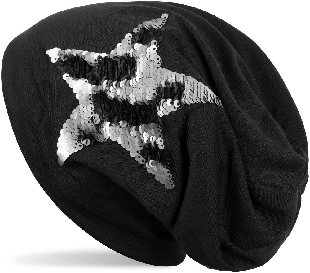 Stylebreaker Beanie mit Wendepailletten Stern