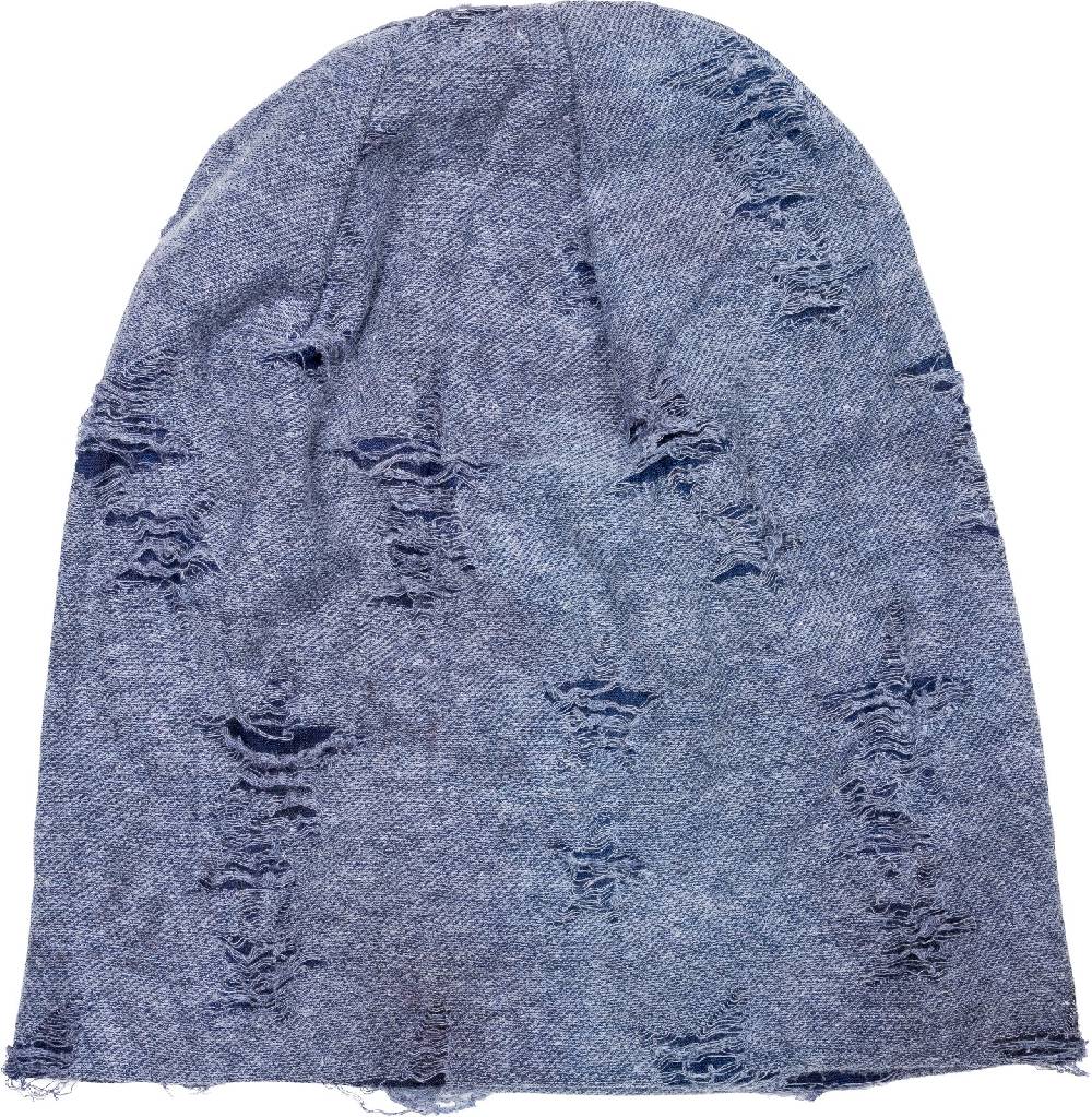 Stylebreaker Beanie Mütze Destroyed Denim Sterne